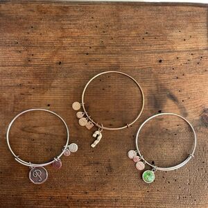 2 Alex and Ani United States NAVY Charm Bangle Bracelet Rafaelian Gold Silver